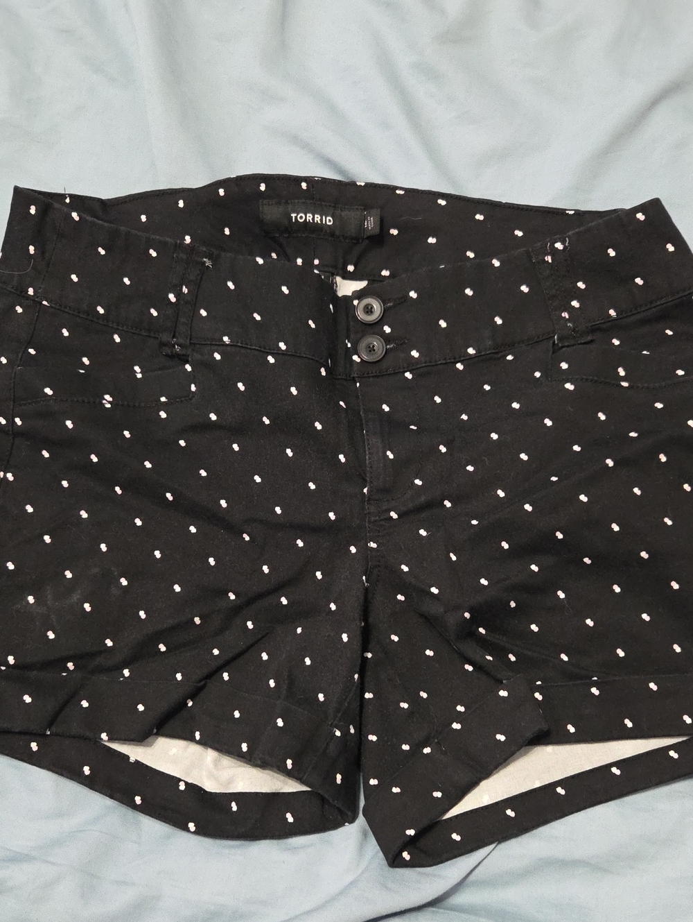 torrid Black Dot Print Mid-Rise Jean Shorts